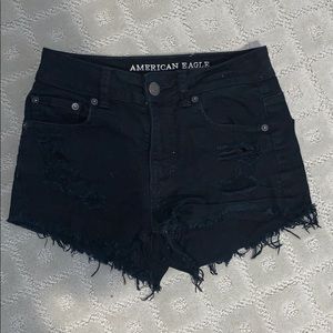 American eagle ripped black denim shorts